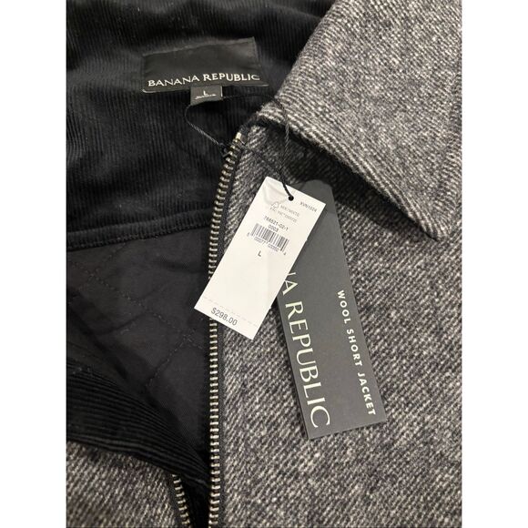 NWT Banana Republic WOOL BLEND SHORT JACKET, gray, $300 Lrg - Picture 8 of 12